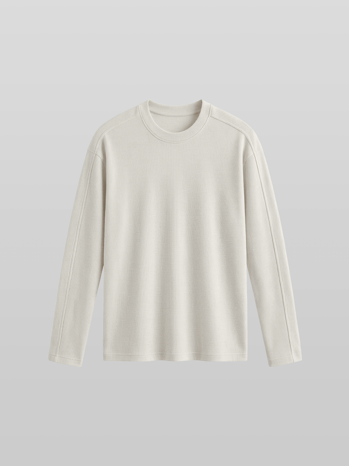 Muscle-Fit Ribbed Long Sleeve T-Shirt Gray