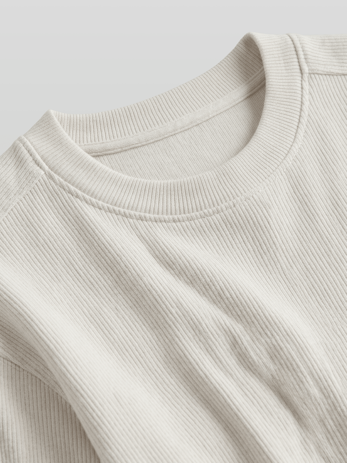 Muscle-Fit Ribbed Long Sleeve T-Shirt Gray