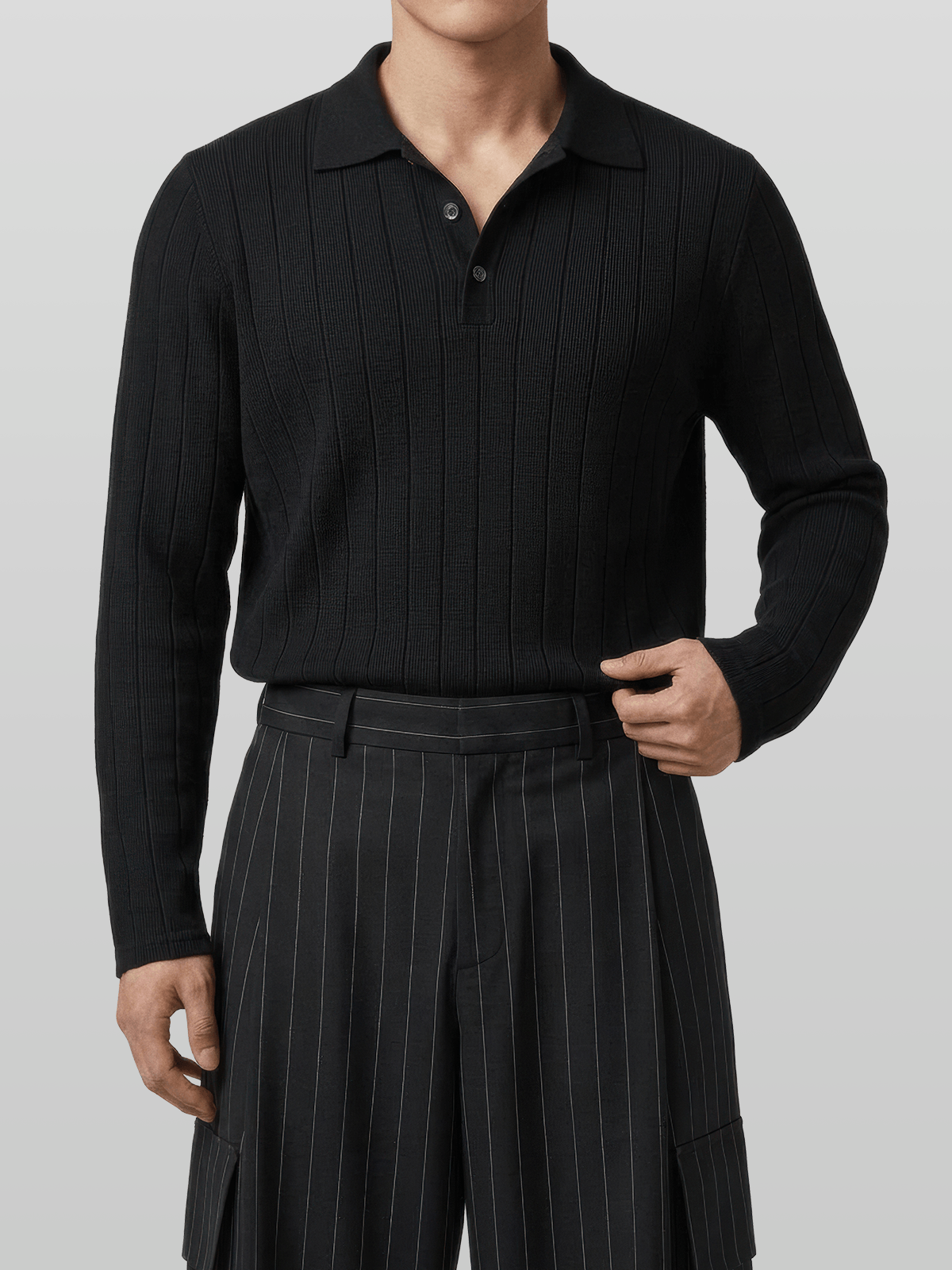 Muscle-Fit Venice Collar Long Sleeve T-Shirt