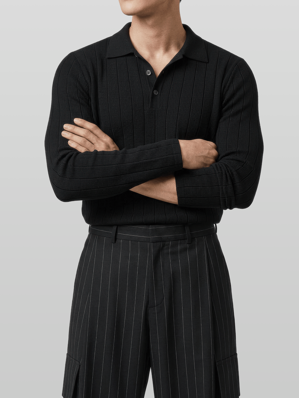 Muscle-Fit Venice Collar Long Sleeve T-Shirt