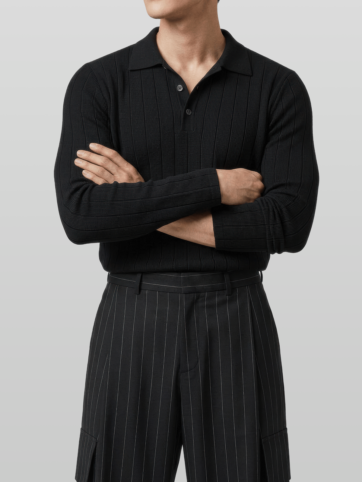 Muscle-Fit Venice Collar Long Sleeve T-Shirt