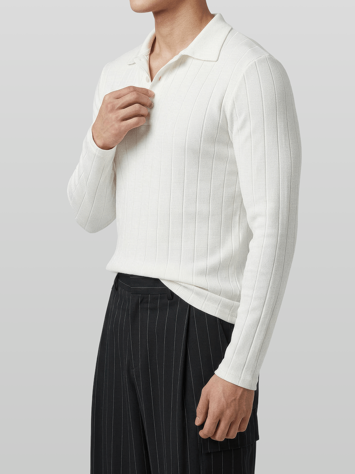 Muscle-Fit Venice Collar Long Sleeve T-Shirt