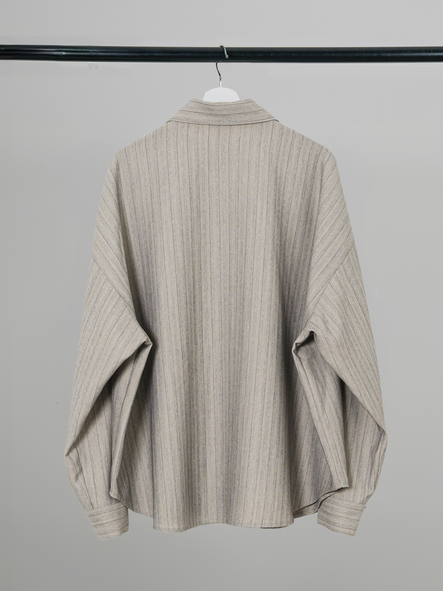 Imitation Wool Oversized Stripe Shirt