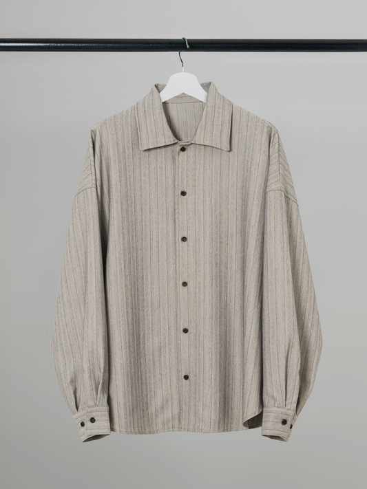 Imitation Wool Oversized Stripe Shirt