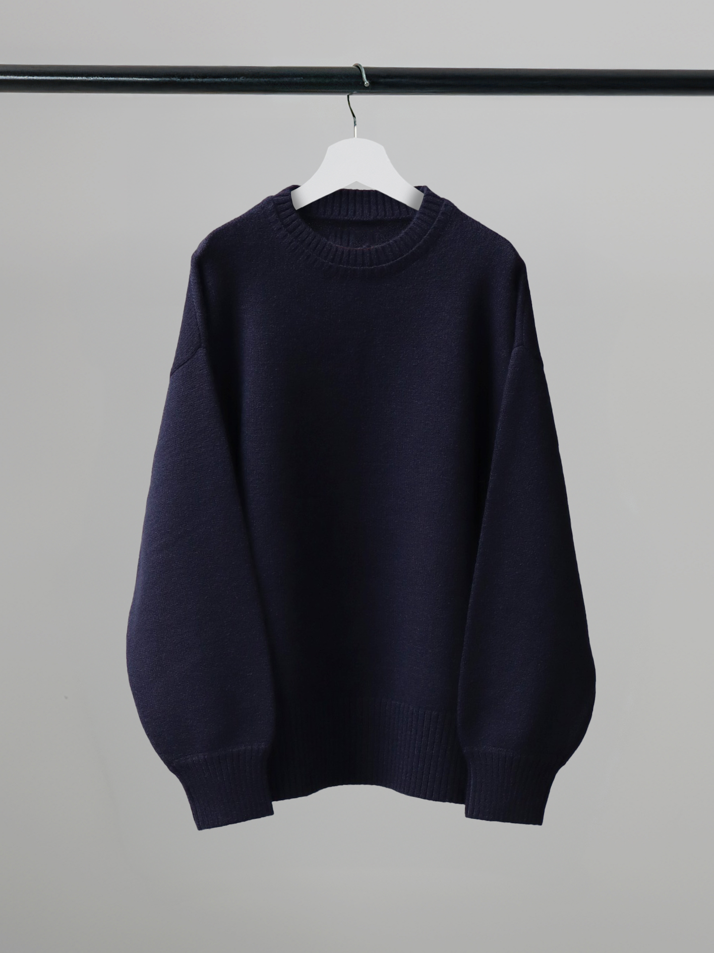 Double-Collar Crewneck Knit