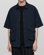 Nylon Utility Short Sleeve Shirt Navy