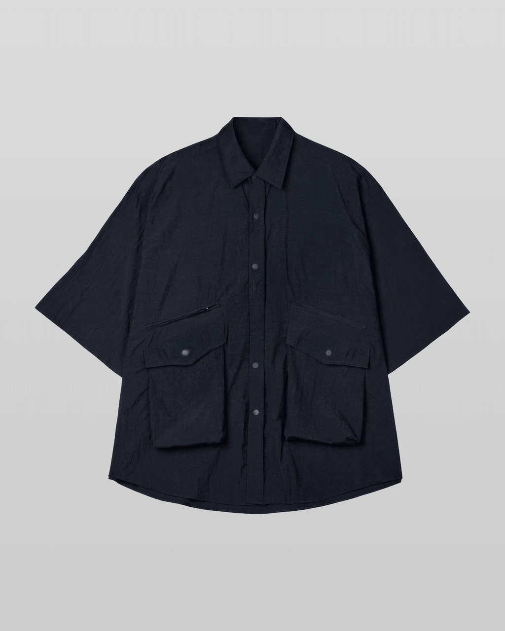 Nylon Utility Short Sleeve Shirt Navy