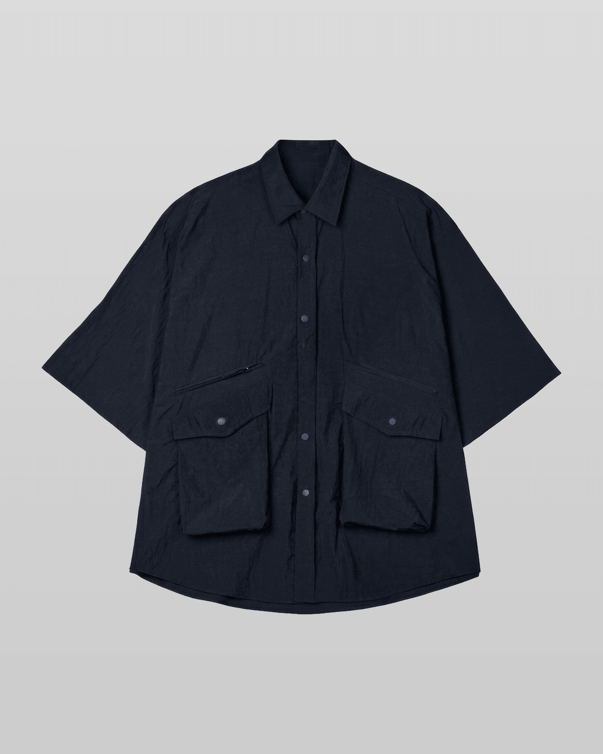 Nylon Utility Short Sleeve Shirt Navy
