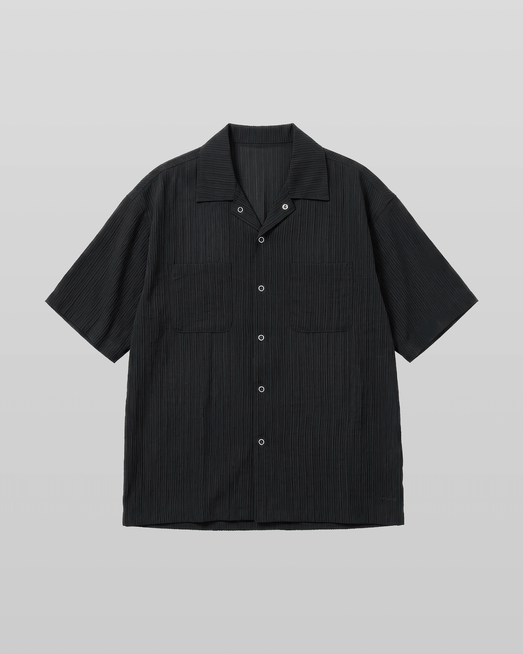 Open-Collar Crepe Button-up Sheer Shirt