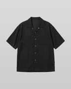 Open-Collar Crepe Button-up Sheer Shirt