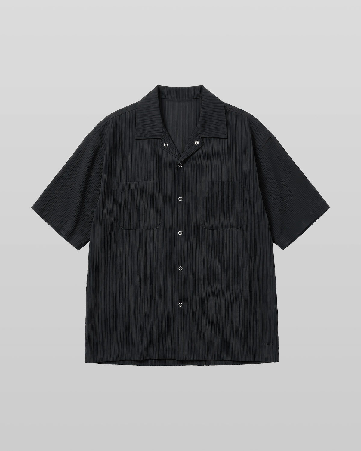 Open-Collar Crepe Button-up Sheer Shirt