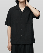 Open-Collar Crepe Button-up Sheer Shirt