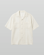 Open-Collar Crepe Button-up Sheer Shirt