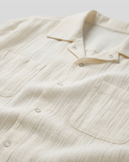 Open-Collar Crepe Button-up Sheer Shirt