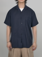 Open Collar Shirt navy – Front view | relaxed tailoring / semi-wide fit | UNPROVEN