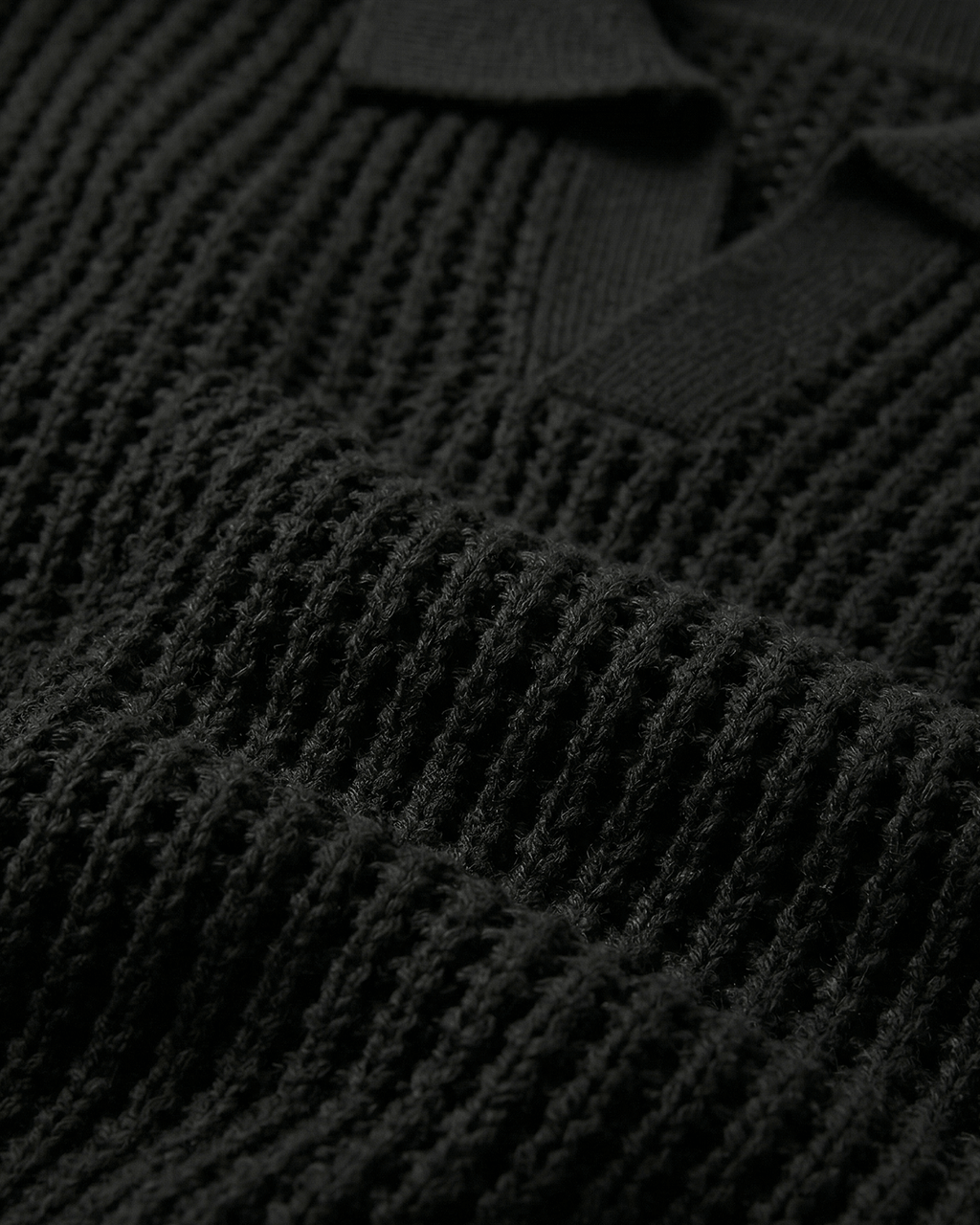 Open Collar Linen Knit Top