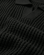 Open Collar Linen Knit Top
