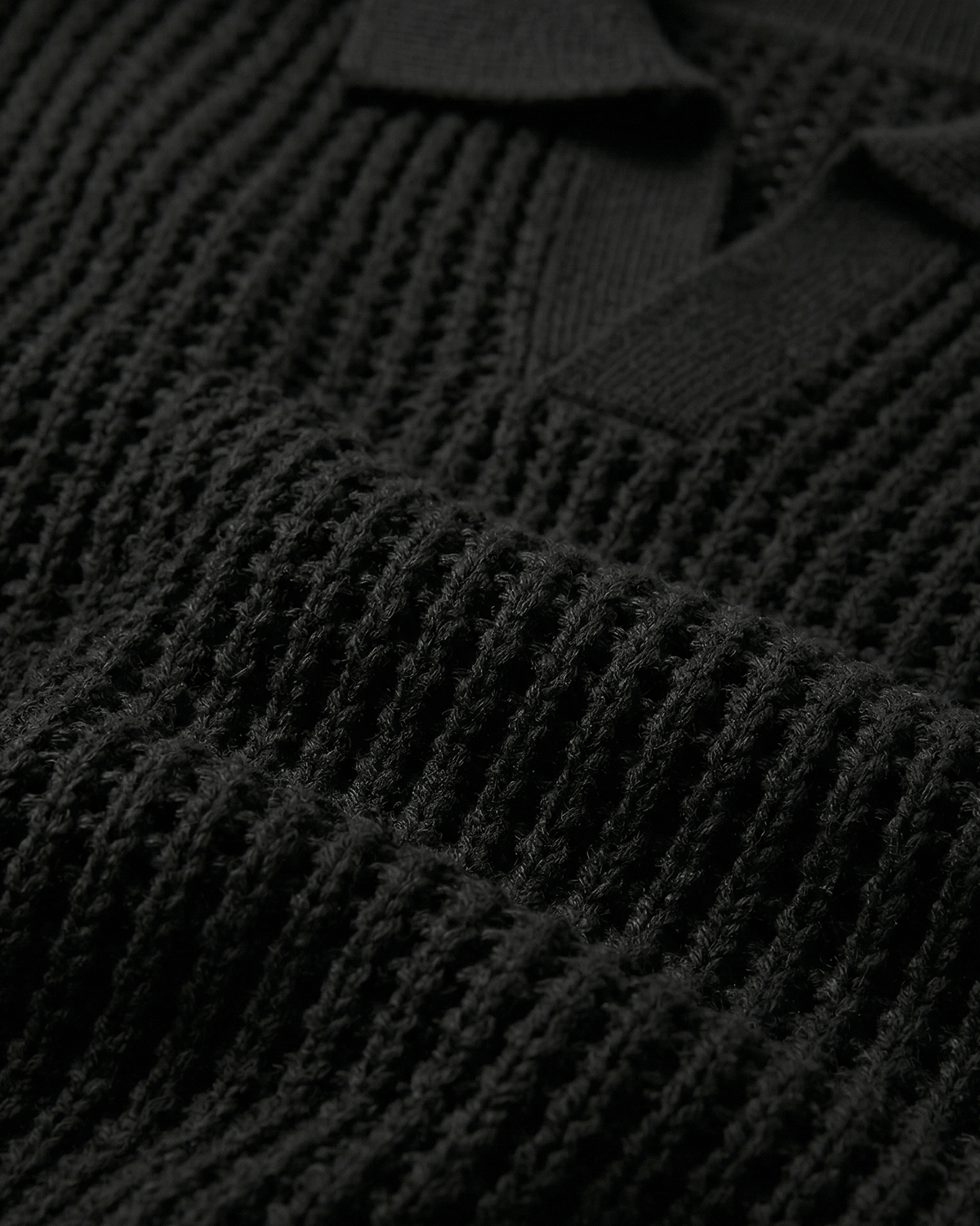 Open Collar Linen Knit Top