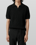 Open Collar Linen Knit Top