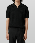 Open Collar Linen Knit Top