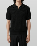 Open Collar Linen Knit Top