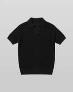 Open Collar Linen Knit Top