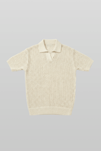 Open Collar Linen Knit Top