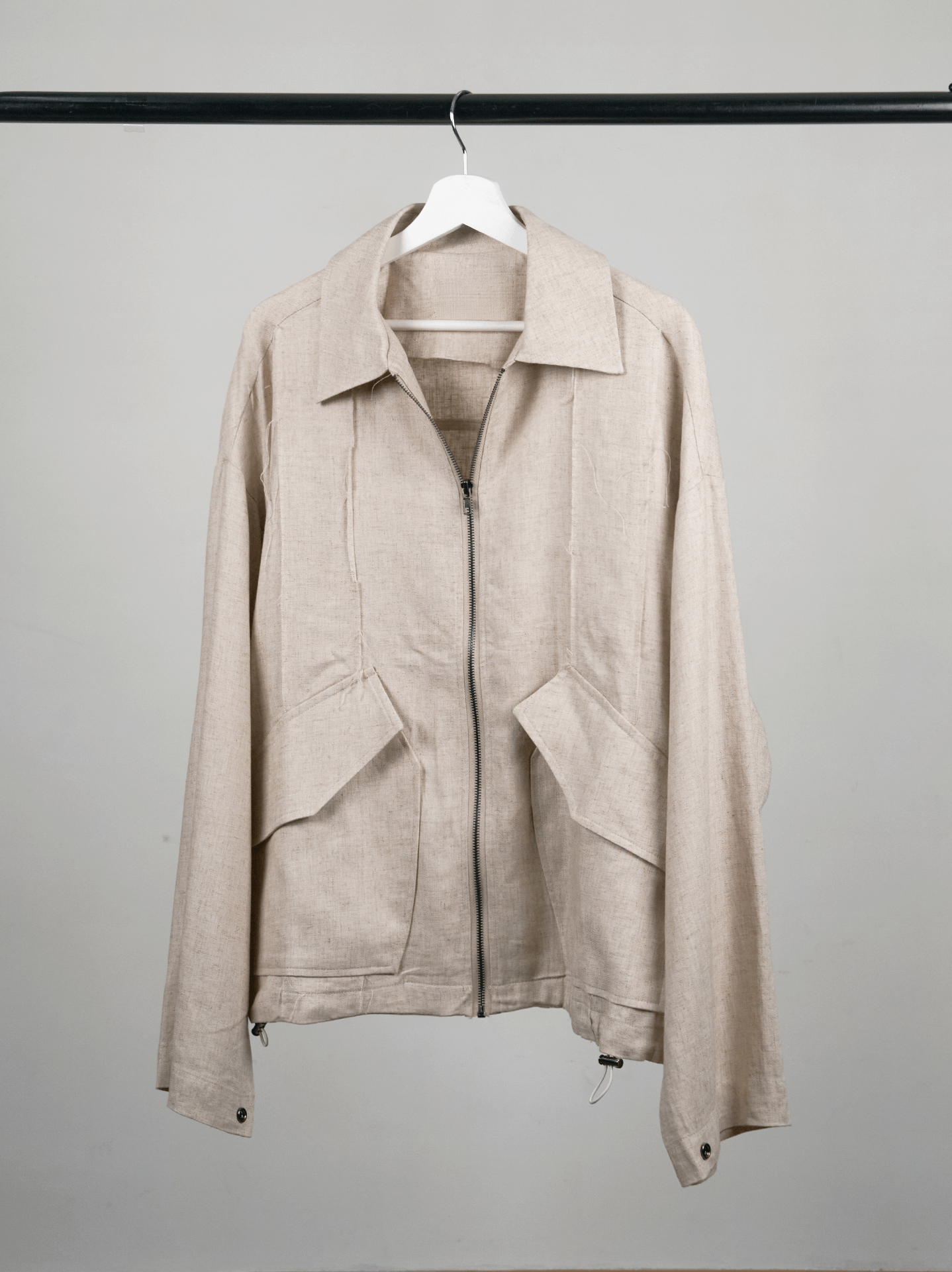 Oversized Linen Bomber Jacket