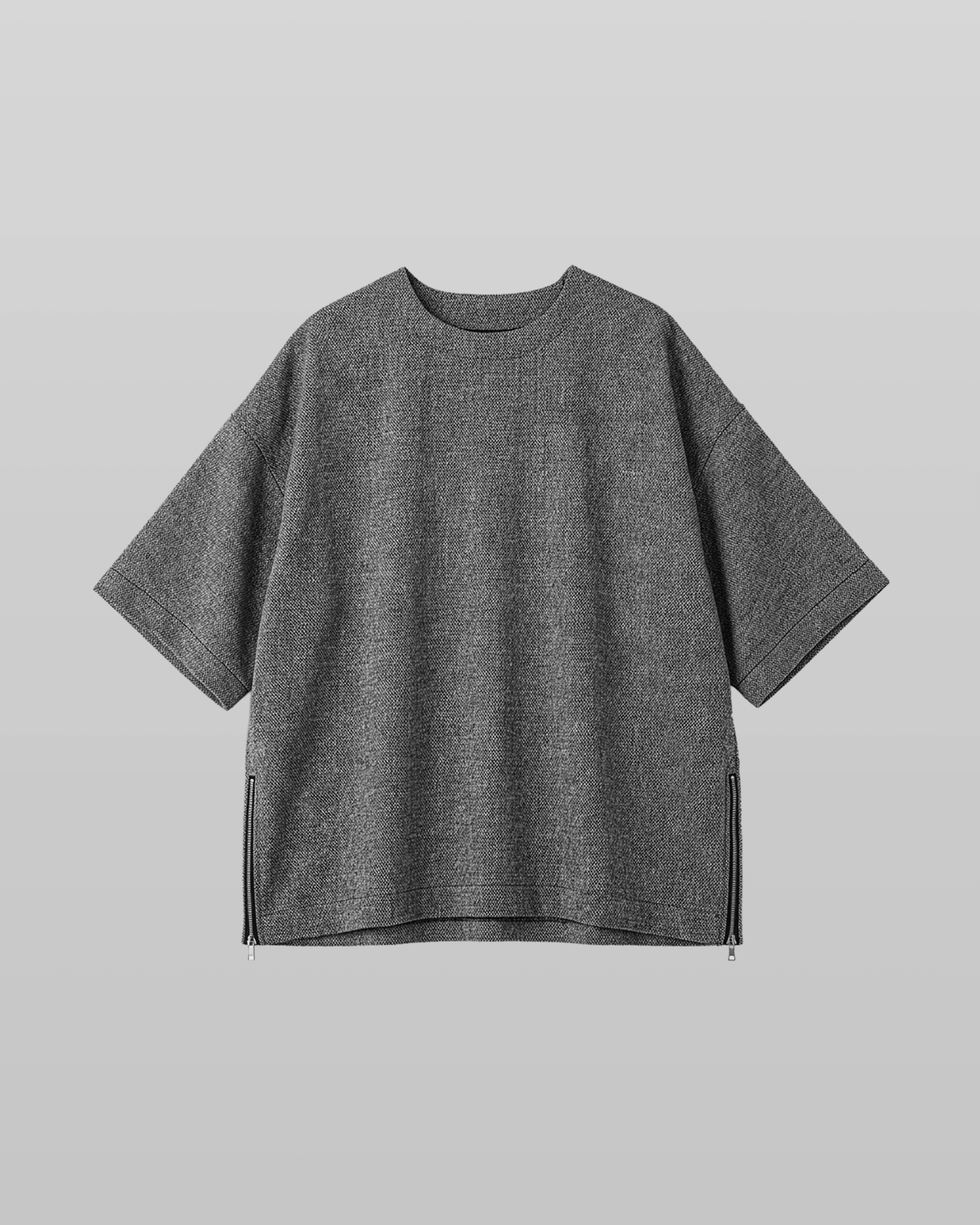 Oversized Side Zip Tweed T-Shirt