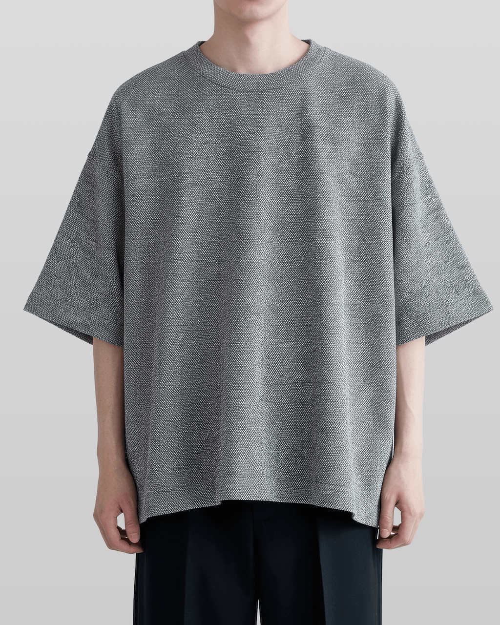 Oversized Side Zip Tweed T-Shirt