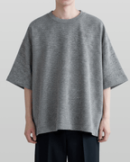 Oversized Side Zip Tweed T-Shirt