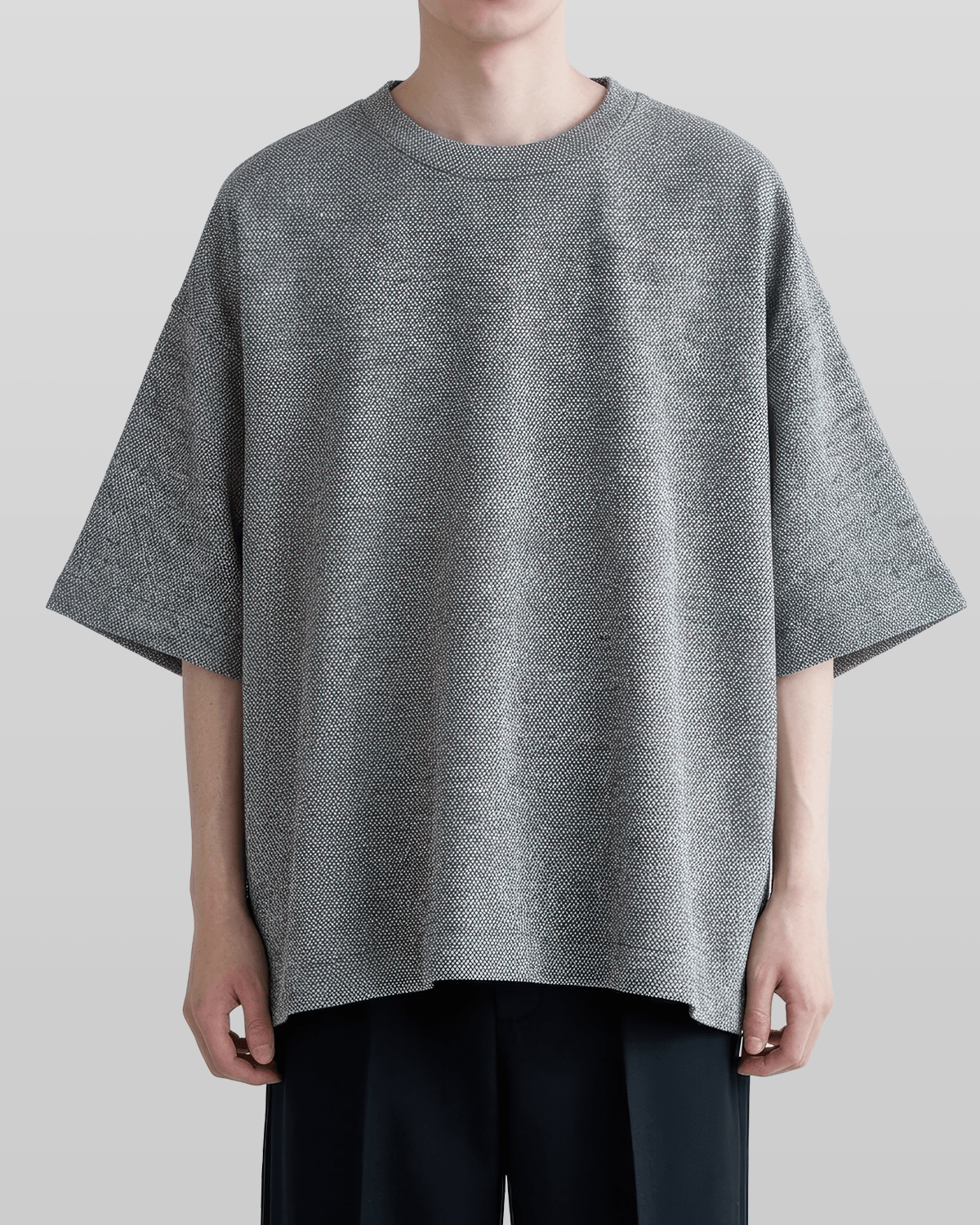 Oversized Side Zip Tweed T-Shirt