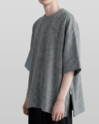 Oversized Side Zip Tweed T-Shirt