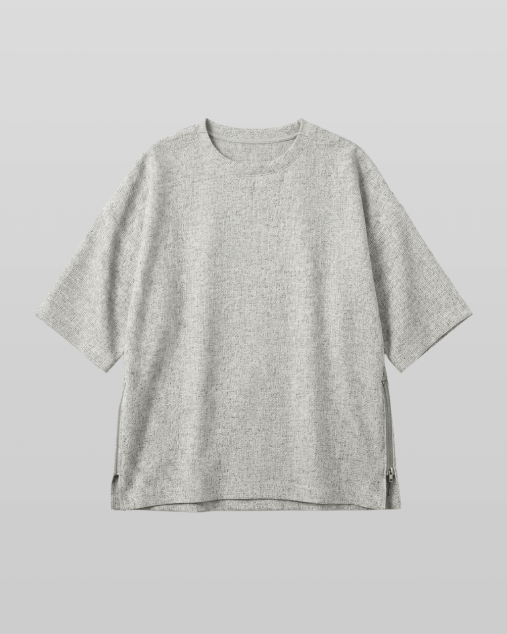 Oversized Side Zip Tweed T-Shirt