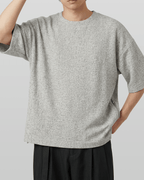 Oversized Side Zip Tweed T-Shirt