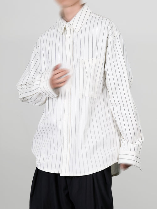 Oversized Striped Shirt white – Front view | relaxed tailoring / semi-wide fit | UNPROVEN