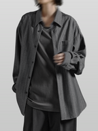 Striped Shirt Charcoal front - cleanfit minimal - UNPROVEN