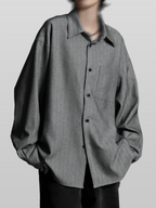 Striped Shirt Gray-1 front - cleanfit minimal - UNPROVEN