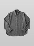 Striped Shirt Gray-1 front - cleanfit minimal - UNPROVEN