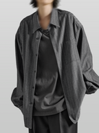 Striped Shirt Charcoal front - cleanfit minimal - UNPROVEN