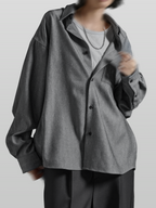 Striped Shirt Gray-1 front - cleanfit minimal - UNPROVEN