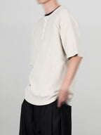 Dyeing Henley Neck T-Shirt Ivory – Front view | clean essentials / minimalist | UNPROVEN