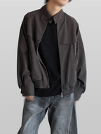 Harrington Jacket Ash-Brown – Front view | clean essentials / minimalist | UNPROVEN