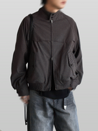 Plaid Harrington Jacket ash-brown – Detail | architectural outerwear / structured | UNPROVEN