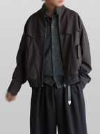 Plaid Harrington Jacket ash-brown – Front view | architectural outerwear / structured | UNPROVEN