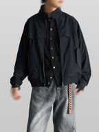 Plaid Harrington Jacket black – Detail | architectural outerwear / structured | UNPROVEN