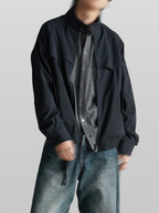 Plaid Harrington Jacket black – Detail | architectural outerwear / structured | UNPROVEN