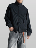 Plaid Harrington Jacket black – Front view | architectural outerwear / structured | UNPROVEN
