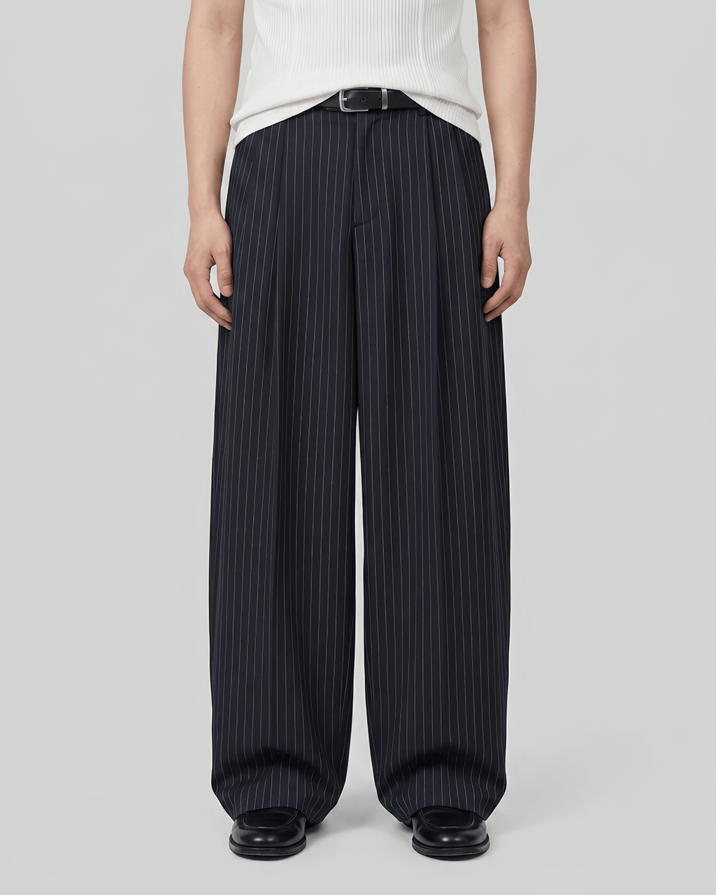 Pleated Striped Wide Pants
