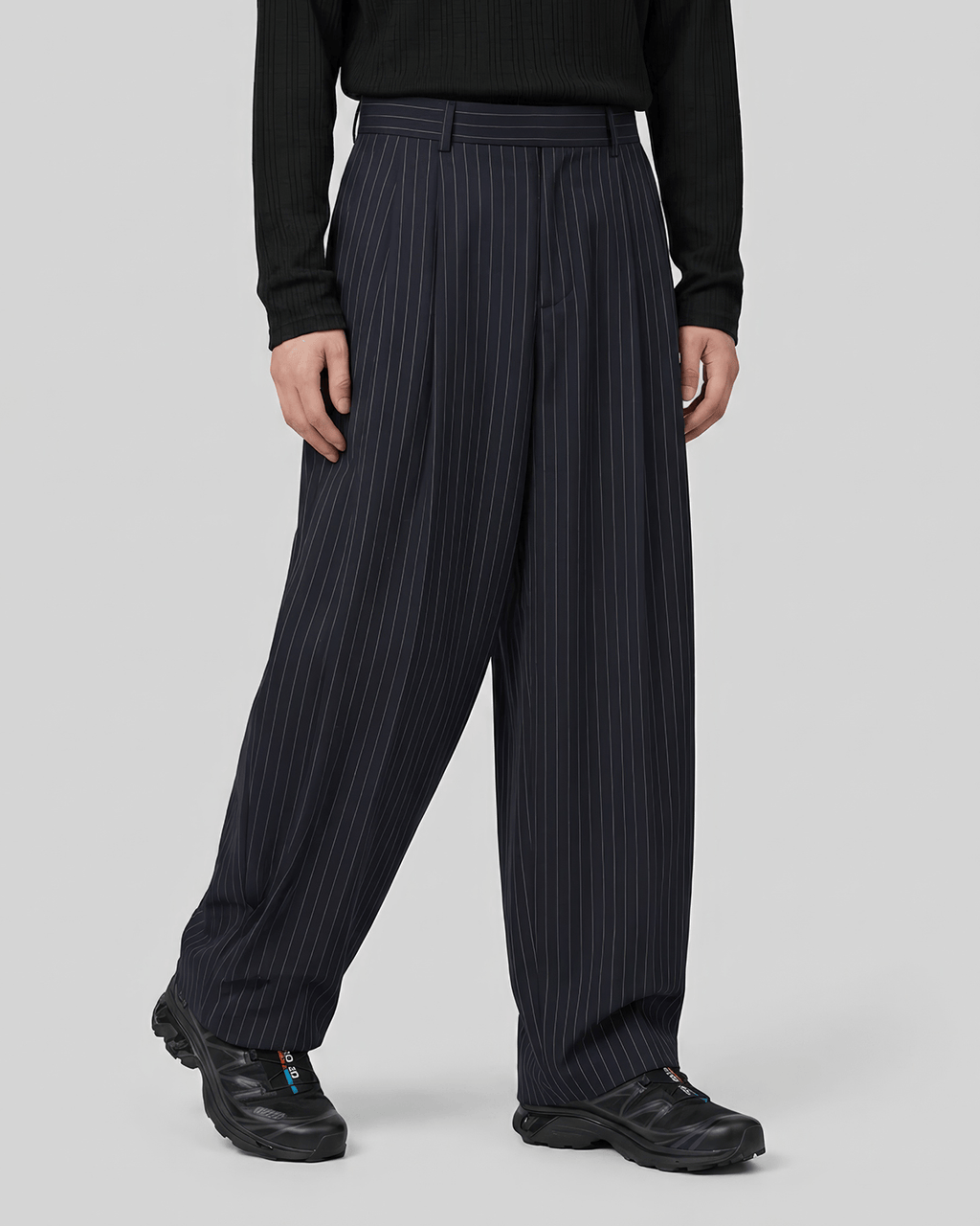 Pleated Striped Wide Pants